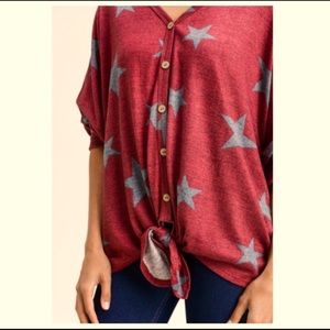 NEW First Love MADE IN USA Oversized Front Tie Blouse